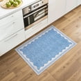 thumbnail image 1 of Hasoo Scalloped Washable Area Rug for Living Room Dorm Non Slip Indoor Geometric Bordered Throw Carpet, 2' x 3' Blue, 1 of 5