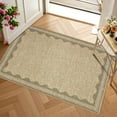 thumbnail image 1 of Hasoo Scalloped Washable Area Rug for Living Room Dorm Non Slip Indoor Geometric Bordered Throw Carpet, 2' x 3' Natural, 1 of 5