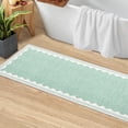 thumbnail image 1 of Hasoo Scalloped Washable Area Rug for Living Room Dorm Non Slip Indoor Geometric Bordered Throw Carpet, 2' x 6' Green, 1 of 5