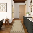 thumbnail image 1 of Hasoo Scalloped Washable Area Rug for Living Room Dorm Non Slip Indoor Geometric Bordered Throw Carpet, 2' x 6' Natural, 1 of 5
