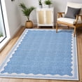 thumbnail image 1 of Hasoo Scalloped Washable Area Rug for Living Room Dorm Non Slip Indoor Geometric Bordered Throw Carpet, 3' x 5' Blue, 1 of 5