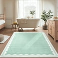 thumbnail image 1 of Hasoo Scalloped Washable Area Rug for Living Room Dorm Non Slip Indoor Geometric Bordered Throw Carpet, 4' x 6' Green, 1 of 5