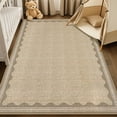 thumbnail image 1 of Hasoo Scalloped Washable Area Rug for Living Room Dorm Non Slip Indoor Geometric Bordered Throw Carpet, 4' x 6' Natural, 1 of 5