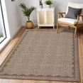 thumbnail image 1 of Hasoo Scalloped Washable Area Rug for Living Room Dorm Non Slip Indoor Geometric Bordered Throw Carpet, 5' x 7' Brown, 1 of 5