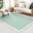 thumbnail image 1 of Hasoo Scalloped Washable Area Rug for Living Room Dorm Non Slip Indoor Geometric Bordered Throw Carpet, 6' x 9' Green, 1 of 5