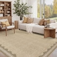 thumbnail image 1 of Hasoo Scalloped Washable Area Rug for Living Room Dorm Non Slip Indoor Geometric Bordered Throw Carpet, 8' x 10' Natural, 1 of 5