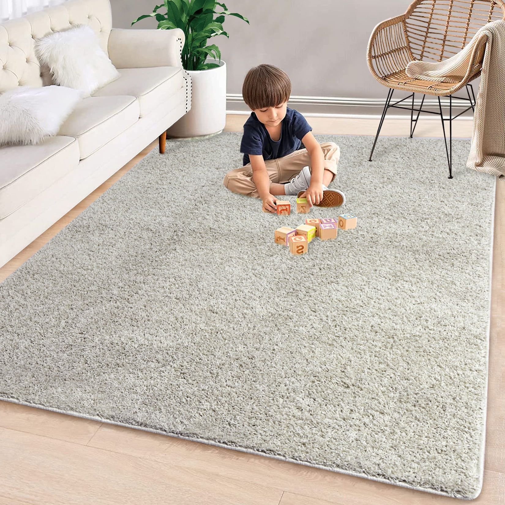 Solid Plush Rug Hasoo Solid Shag Area Rug 10x13 ft Luxury Plush Indoor Rug for Bedroom ...