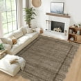thumbnail image 1 of Hasoo Taupe Wavy Border Area Rug for Living Room Indoor Bedroom Soft Textured 5' x 7' Carpet with Non-Slip Backing, 1 of 6