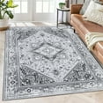 thumbnail image 1 of Hasoo Traditional Area Rug 5' x 7' Gray Multi Flodable Floral Print Distressed Non Slip Indoor Rug for Living Room Bathroom Kitchen Bedroom, 1 of 6