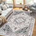 thumbnail image 1 of Hasoo Traditional Area Rug 5' x 7' Pink Flodable Floral Print Distressed Non Slip Indoor Rug for Living Room Bathroom Kitchen Bedroom, 1 of 6