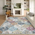 thumbnail image 1 of Hasoo Large Area Rug 9' x 12' Rug for Living Room Bedroom Floral Non-Slip Washable Accent Indoor Carpet, Purple/Orange, 1 of 6
