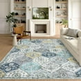 thumbnail image 1 of Hasoo Large Area Rug 9' x 12' Rug for Living Room Bedroom Floral Non-Slip Washable Accent Indoor Carpet, Blue/Yellow, 1 of 5
