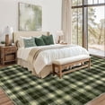 thumbnail image 1 of Hasoo Washable 5' x 7' Area Rug for Living Room Modern Geometric Grid Non-Slip Soft Indoor Floor Carpet, Dark Green, 1 of 5