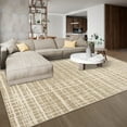 thumbnail image 1 of Hasoo Washable 8' x 10' Modern Geometric Grid Area Rug for Living Room Soft Indoor Carpet, Camel, 1 of 7