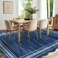 thumbnail image 1 of Hasoo Washable 9' x 12' Area Rug for Living Room Modern Indoor Scalloped Carpet Non-shedding, Navy, 1 of 5