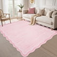thumbnail image 1 of Hasoo Washable 9' x 12' Area Rug for Living Room Modern Indoor Scalloped Carpet Non-shedding, Pink, 1 of 5