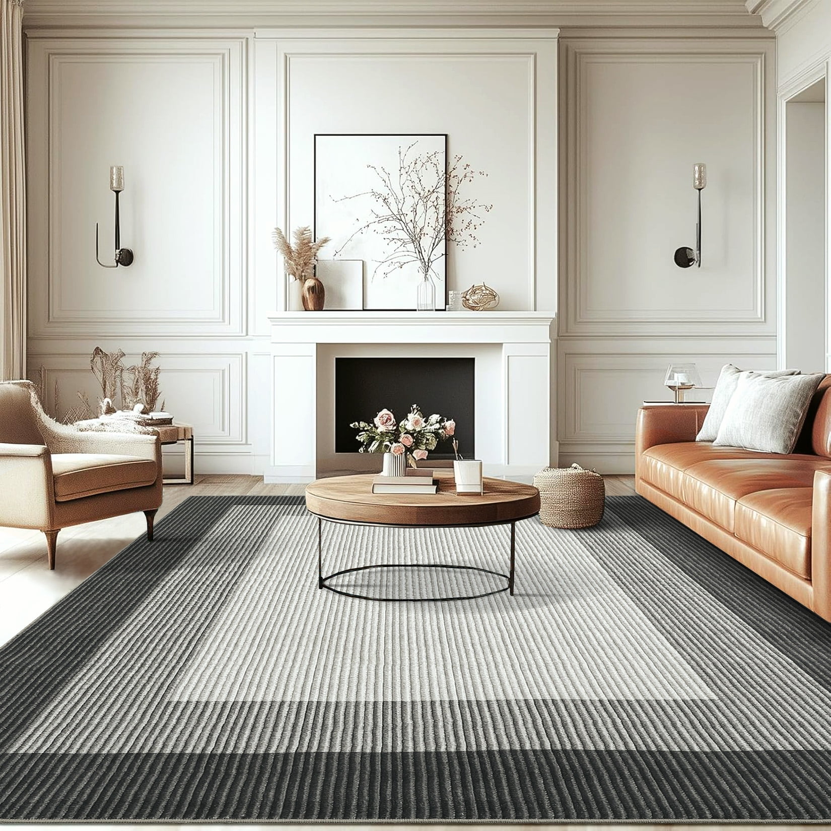 Hasoo Washable 9' x 12' Area Rug for Living Room Non Slip Bedroom Rug ...