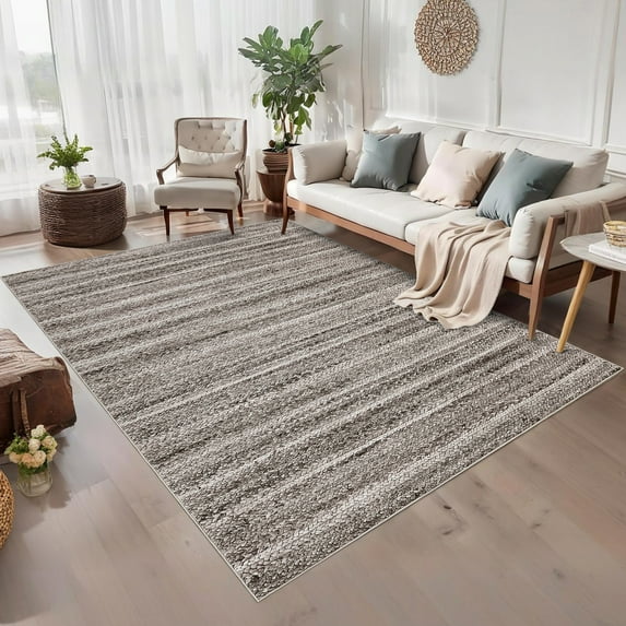 Hasoo Washable Area Rug 10' x 13' Large Modern Rug for Living Room Braided Carpet for Home Office, Gray