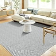 thumbnail image 1 of Hasoo Washable Area Rug 10x13 Rug for Living Room Modern Solid Gray Braid Printed Floor Cover Carpet for Home Decor, 1 of 7