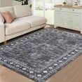thumbnail image 1 of Hasoo Washable Area Rug 4' x 6' Bordered Rug for Living Room Non-Slip Accent Indoor Neutral Carpet Gray, 1 of 5
