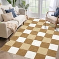 thumbnail image 1 of Hasoo Washable Area Rug 5' x 7' Checked Style Rugs for Living Room Non-Slip Accent Indoor Carpet Camel, 1 of 6