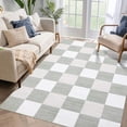 thumbnail image 1 of Hasoo Washable Area Rug 5' x 7' Checked Style Rugs for Living Room Non-Slip Accent Indoor Carpet Gray, 1 of 6