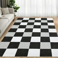 thumbnail image 1 of Hasoo Washable Area Rug 9' x 12' Checked Style Rugs for Living Room Non-Slip Accent Indoor Carpet Black, 1 of 6