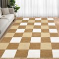 thumbnail image 1 of Hasoo Washable Area Rug 9' x 12' Checked Style Rugs for Living Room Non-Slip Accent Indoor Carpet Camel, 1 of 6