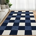 thumbnail image 1 of Hasoo Washable Area Rug 9' x 12' Checked Style Rugs for Living Room Non-Slip Accent Indoor Carpet Navy, 1 of 6
