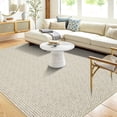 thumbnail image 1 of Hasoo Washable Area Rug 9x12 Rug for Living Room Modern Solid Beige Braid Printed Floor Cover Carpet for Home Decor, 1 of 7