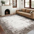 thumbnail image 1 of Hasoo Washable Area Rug Modern Border Abstract Rug for Living Room Indoor Non-Slip Carpet, 5' x 7' Brown, 1 of 6