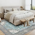 thumbnail image 1 of Hasoo Washable Area Rug Vintage Persian Floral Rug Traditional Tribal Rug Soft Non-Slip Low Pile Rug for Living Room Bedroom, 5' x 7' Blue, 1 of 6