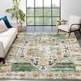 thumbnail image 1 of Hasoo Washable Area Rug for Living Room Non Slip Distressed Oriental Rug for Bedroom Kitchen, Green 5' x 7', 1 of 6