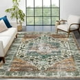 thumbnail image 1 of Hasoo Washable Area Rug for Living Room Non Slip Distressed Oriental Rug for Bedroom Kitchen, Rust 4' x 6', 1 of 6