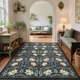 thumbnail image 1 of Hasoo Washable Area Rugs 10' x 13' Rug for Living Room Floral Modern Non Slip Throw Indoor Carpet, Black, 1 of 5