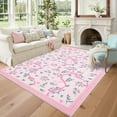 thumbnail image 1 of Hasoo Washable Area Rugs 5' x 7' Rug for Living Room Floral Modern Non Slip Throw Indoor Carpet, Pink, 1 of 5