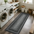 thumbnail image 1 of HOMERRY Washable Bordered Runner Rug for Kitchen 2' x 10' Non-Slip Modern Braided Print Accent Indoor Carpet, Dark Gray, 1 of 6