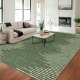 thumbnail image 1 of Hasoo Washable Carpet Diamond Stripes Area Rug for Living Room Bedroom Dorm Modern Low Pile Neutral Soft Indoor Rug, Green 8' x 10', 1 of 5