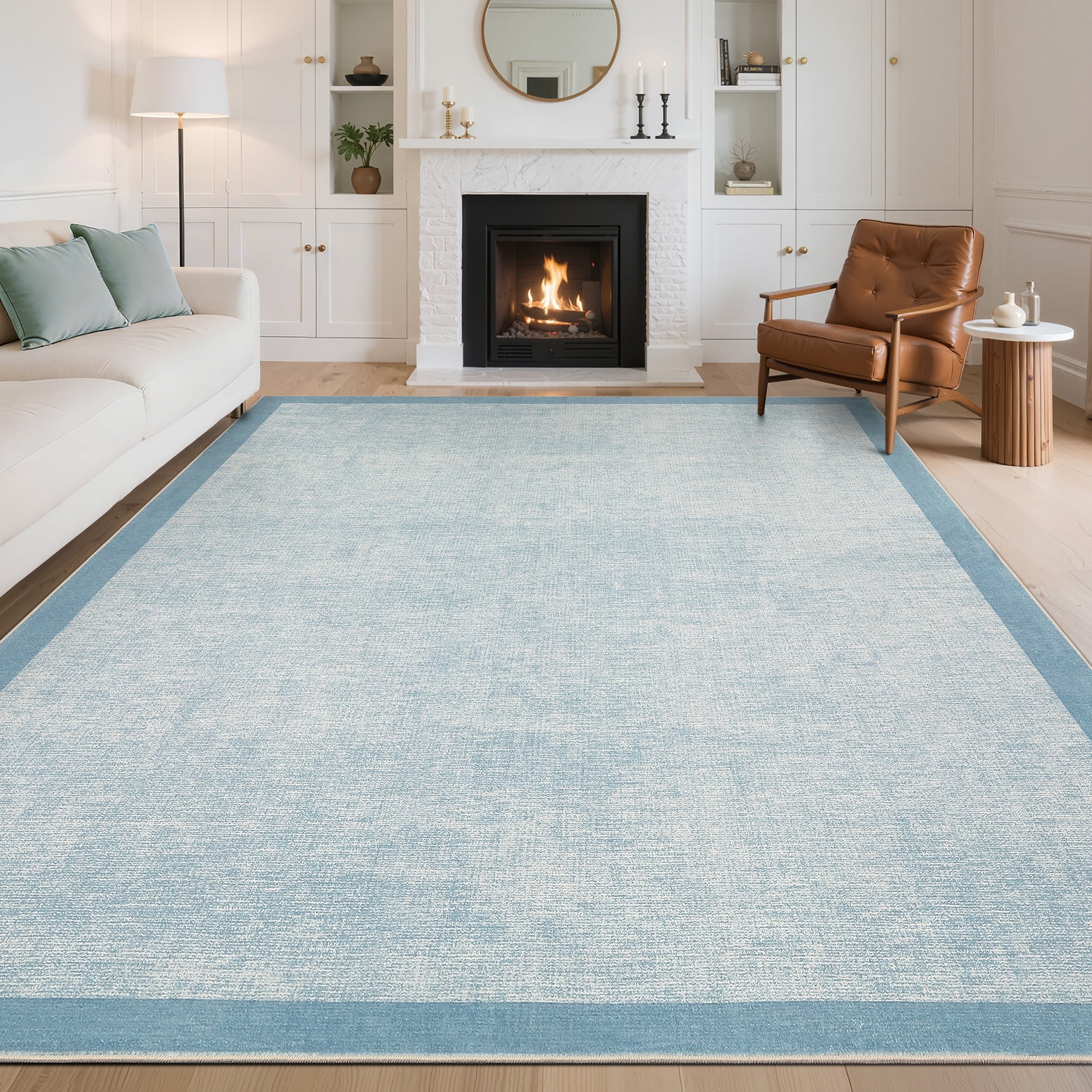 Hasoo Washable Geometric Border Living Room Area Rug 8x10 Large Modern ...