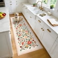 thumbnail image 1 of Hasoo Washable Indoor Carpet Runner Non-Slip Low Pile 2' x 6' Modern Farmhouse Floral Area Rug for Kitchen, Beige, 1 of 6