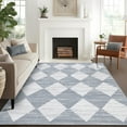 thumbnail image 1 of Hasoo Washable Indoor Rugs 5x7 Geometric Rugs for Living Room Modern Trellis Carpet for Bedroom, Gray, 1 of 6