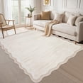 thumbnail image 1 of Hasoo Washable Large 10' x 13' Area Rug for Living Room Modern Indoor Scalloped Carpet Non-shedding, Beige, 1 of 5