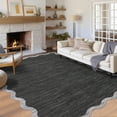 thumbnail image 1 of Hasoo Washable Large 10' x 13' Area Rug for Living Room Modern Indoor Scalloped Carpet Non-shedding, Dark Gray, 1 of 6