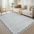 thumbnail image 1 of Hasoo Washable Large 10' x 13' Area Rug for Living Room Modern Indoor Scalloped Carpet Non-shedding, Gray, 1 of 6
