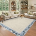 thumbnail image 1 of Hasoo Washable Living Room Area Rug 10x13 Large Modern Floral Border Soft Non Slip Indoor Beige Carpet, 1 of 6