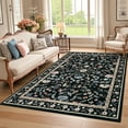 thumbnail image 1 of Hasoo Washable Living Room Area Rug 10x13 Large Modern Floral Soft Non Slip Indoor Black Carpet, 1 of 5