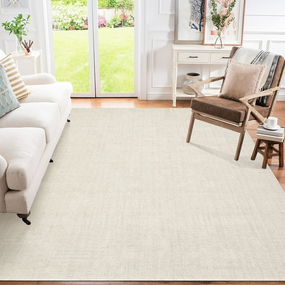 Hasoo Washable Living Room Area Rug 10x13 Large Modern Solid Soft Non Slip Indoor Greige Neutral Carpet