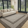 thumbnail image 1 of Hasoo Washable Living Room Area Rug 4x6 Modern Braided Print Non-Slip Soft Low Pile Indoor Brown Carpet, 1 of 6