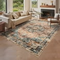 thumbnail image 1 of Hasoo Washable Living Room Area Rug 4x6 Modern Floral Soft Non Slip Indoor Green/Brown Carpet, 1 of 6