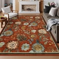 thumbnail image 1 of Hasoo Washable Living Room Area Rug 4x6 Modern Floral Non-Slip Soft Non Slip Indoor Red Carpet, 1 of 6